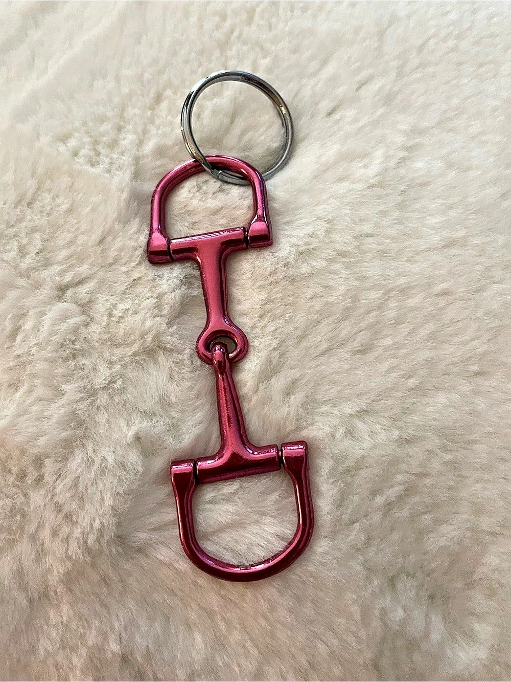 Horsebit metallic Pink Keychain nwot